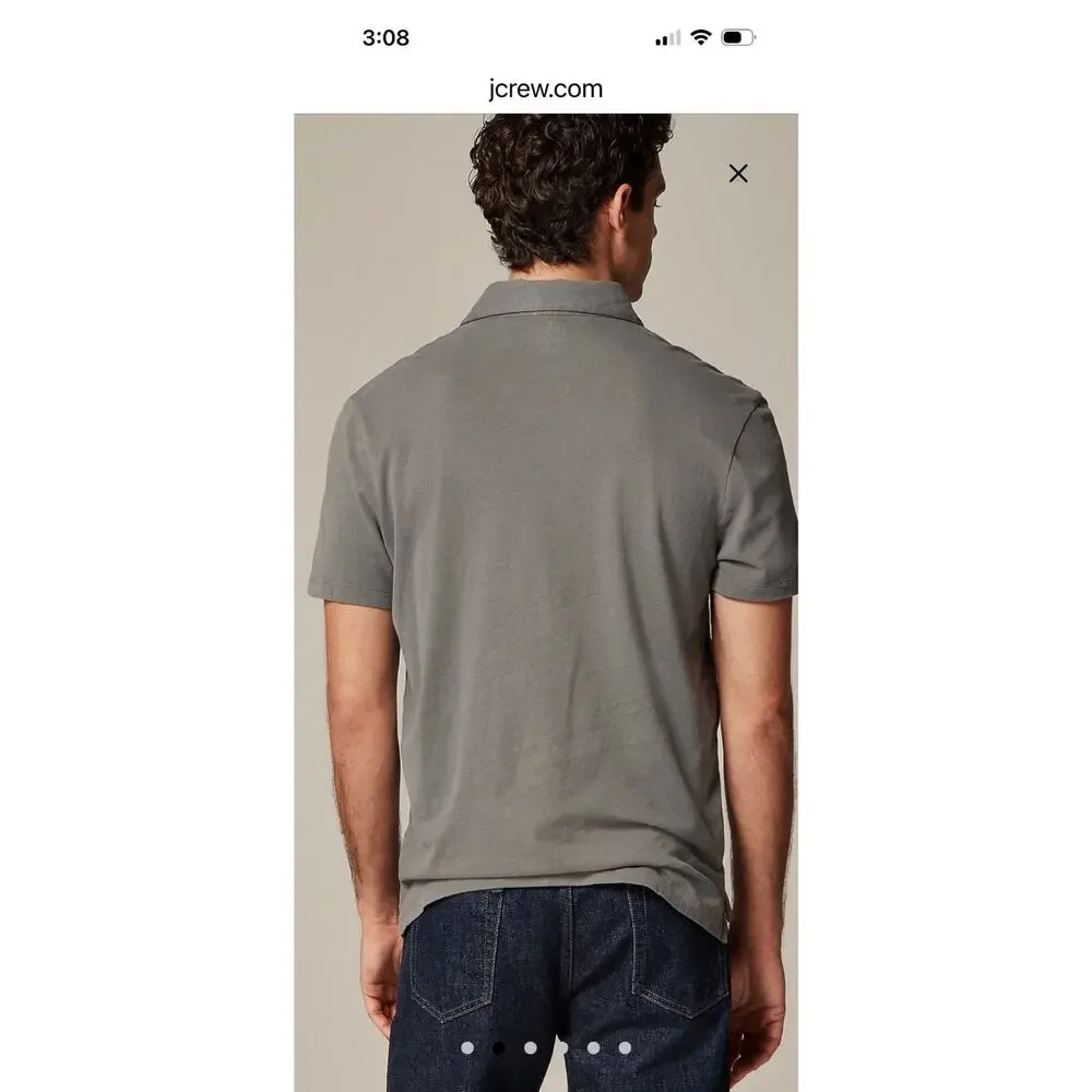 J. Crew Classic Untucked Sueded Cotton Polo Shirt Dusty Charcoal Gray Big 2XLT